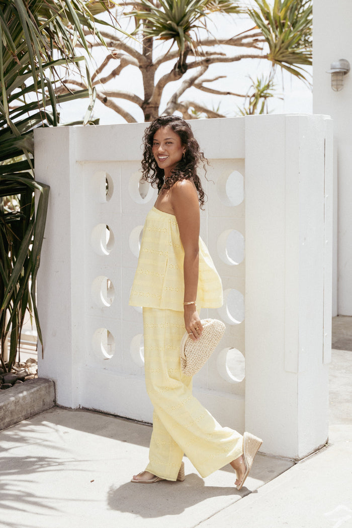 Petal and Pup USA PLAYSUITS Michele Strapless Jumpsuit - Butter Yellow