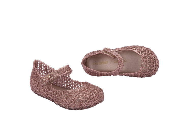 Mini Melissa Campana Papel BB Stylish Rose Glitter Sandal