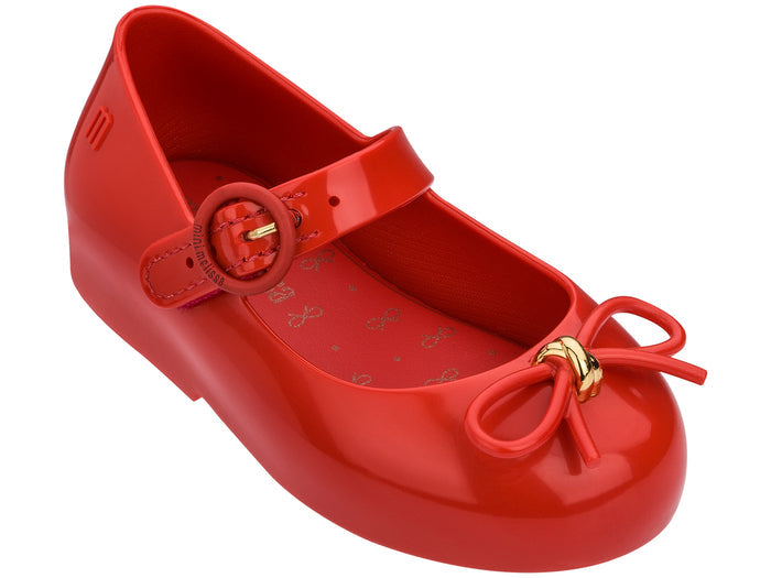 Mini Melissa Sweet Love baby girl red ballerina sandals – stylish, lightweight, and comfortable party wear sandals for babies and toddlers.