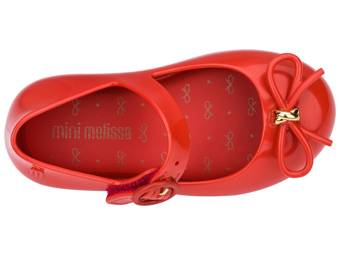 Mini Melissa Sweet Love baby girl red ballerina sandals – stylish, lightweight, and comfortable party wear sandals for babies and toddlers.