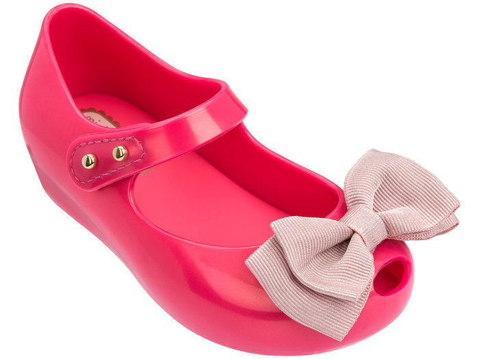 Mini Melissa Ultragirl Sweet Bow Applique Pink Ballerinas for Baby Girl