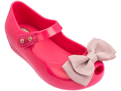 Mini Melissa Ultragirl Sweet Bow Applique Pink Ballerinas for Baby Girl