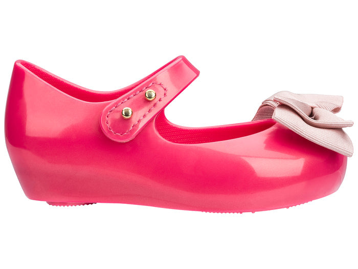 Mini Melissa Ultragirl Sweet Bow Applique Pink Ballerinas for Baby Girl