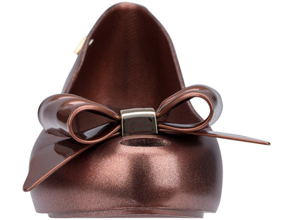 Mini Melissa Ultragirl Sweet Copper Ballerinas for Girls with Oversized Bow