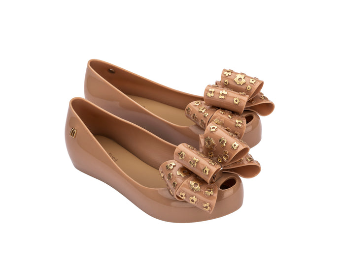 Mini Melissa Ultragirl Sweet X Beige Silver Ballerinas For Kids