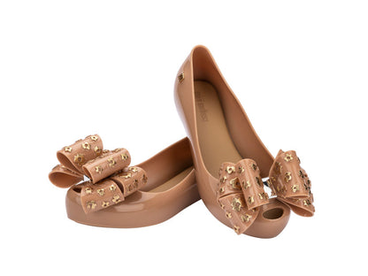 Mini Melissa Ultragirl Sweet X Beige Silver Ballerinas For Kids