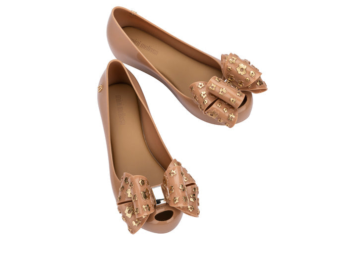 Mini Melissa Ultragirl Sweet X Beige Silver Ballerinas For Kids