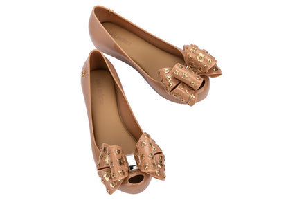 Mini Melissa Ultragirl Sweet X Beige Silver Ballerinas For Kids