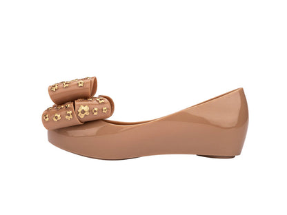 Mini Melissa Ultragirl Sweet X Beige Silver Ballerinas For Kids