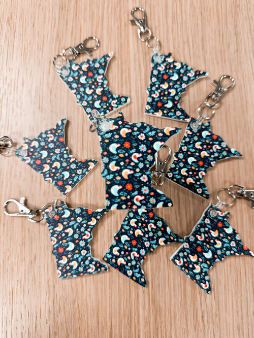 Minnesota Keychain - Floral Chickens