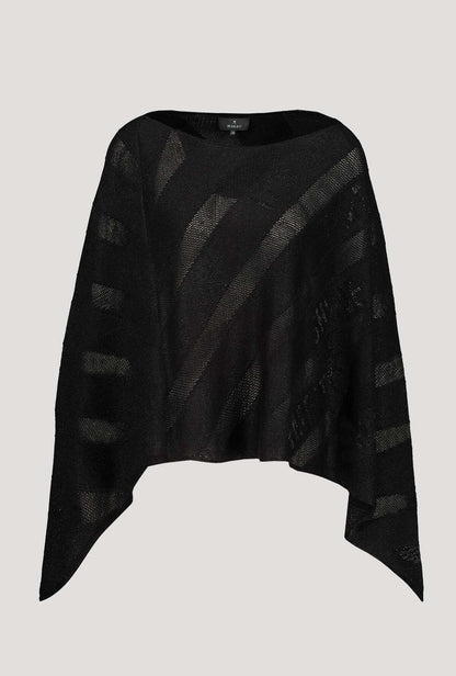 Monari 406595 Black Ajour Knit Poncho with Lurex Front | Dotique