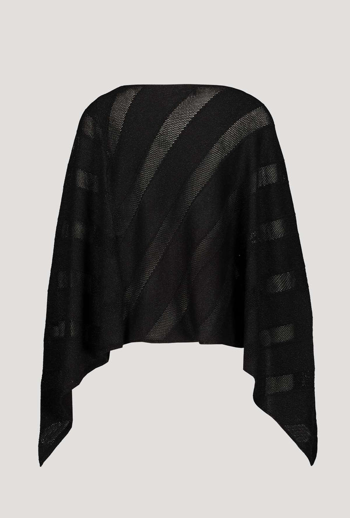 Monari 406595 Black Ajour Knit Poncho with Lurex Back | Dotique