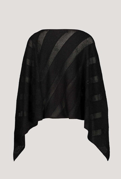 Monari 406595 Black Ajour Knit Poncho with Lurex Back | Dotique