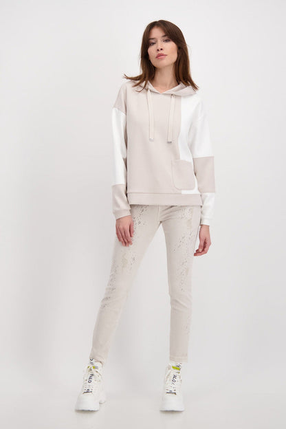 Monari 406805 Stone/ Cream Hooded Sweat - Dotique - Monari