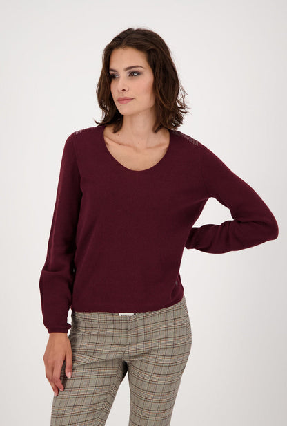 Monari 805526 Berry Wine Cotton Pullover - Dotique - Monari