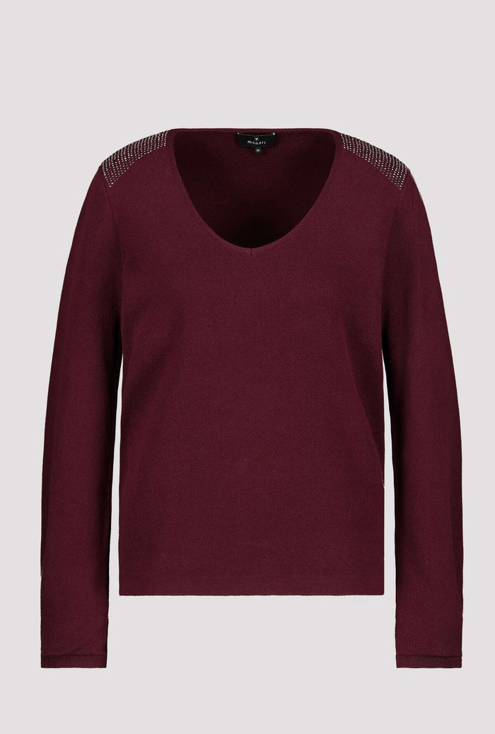 Monari 805526 Berry Wine Cotton Pullover - Dotique - Monari