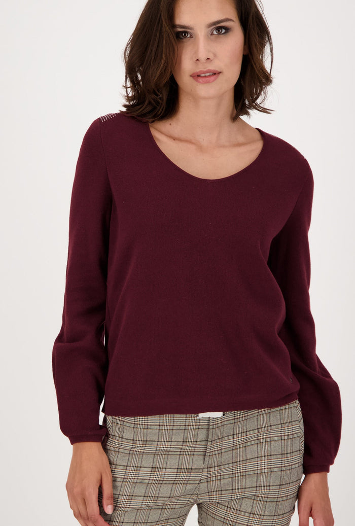 Monari 805526 Berry Wine Cotton Pullover - Dotique - Monari