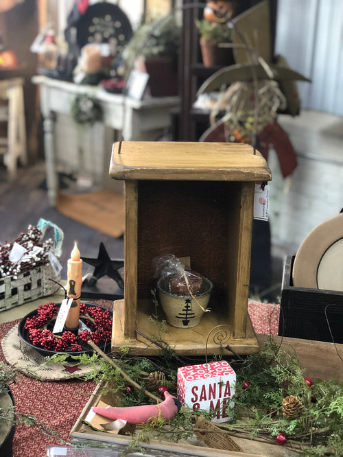 Mustard Hanging Candle Box W/ Tin Back
