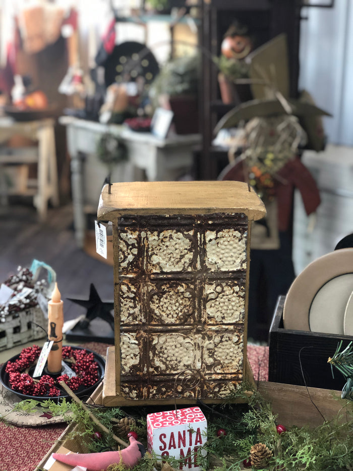 Mustard Hanging Candle Box W/ Tin Back