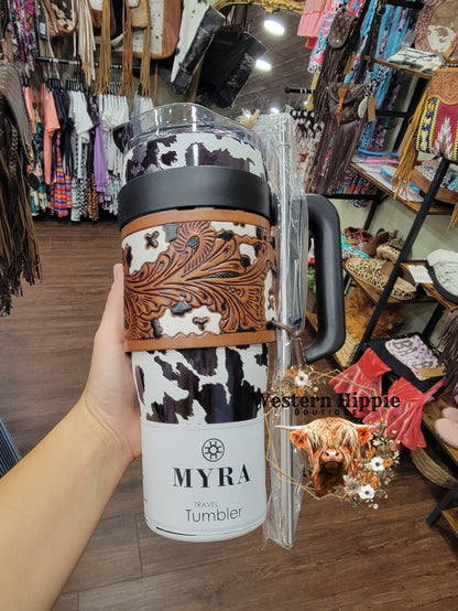 Myra Cow Print Tumbler