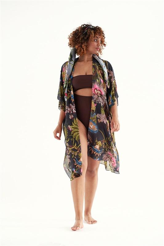 One Hundred Stars Charcoal Eccentric Blooms Throwover Front Lifestyle | Dotique