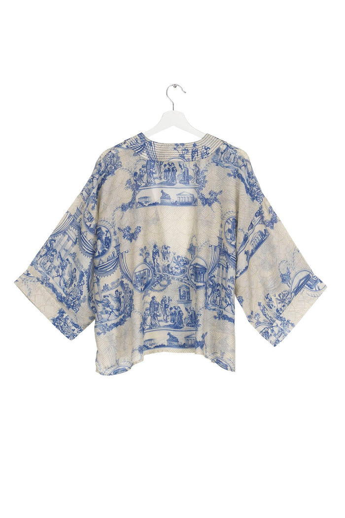 One Hundred Stars Ancient Columns Blue Kimono Back View | Dotique