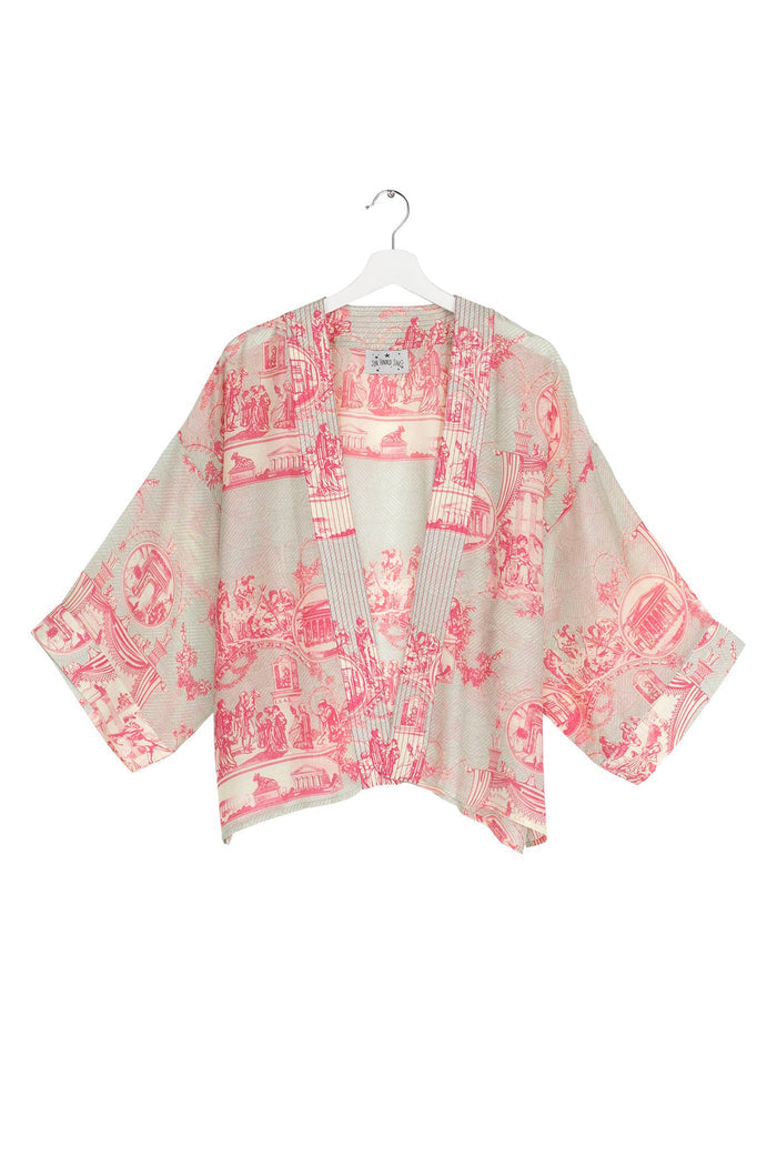 One Hundred Stars Ancient Columns Kimono Pink Front View | Dotique