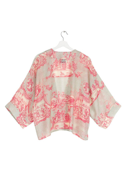 One Hundred Stars Ancient Columns Kimono Pink Back View | Dotique