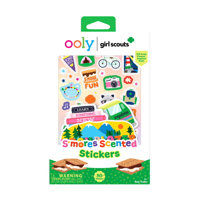 Front of packaging of OOLY x Girl Scouts S’more Scented Stickers
