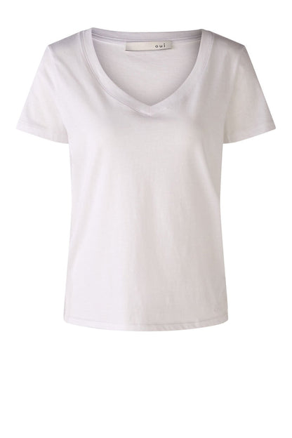 Oui 76717 T-Shirt Col 1002 White Front | Dotique
