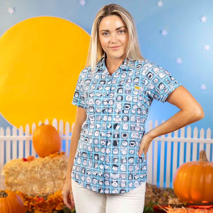 RSVLTS Peanuts Women's Short Sleeve Shirt Peanuts "The Peanut Gallery" – Women's KUNUFLEX Short Sleeve Shirt