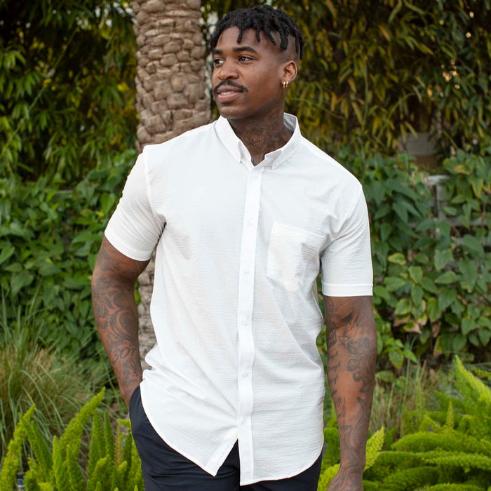 RSVLTS RSVLTS Short Sleeve Shirt Pearl – Stretch Seersucker Short Sleeve Shirt