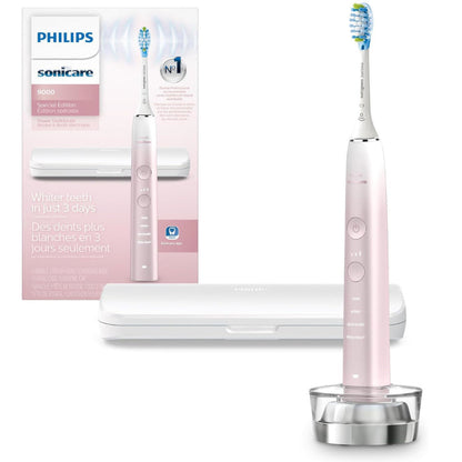 PHILIPS SONICARE HX9911/90 Diamond clean 9000 Special Edition Rechargeable Toothbrush, White/pink