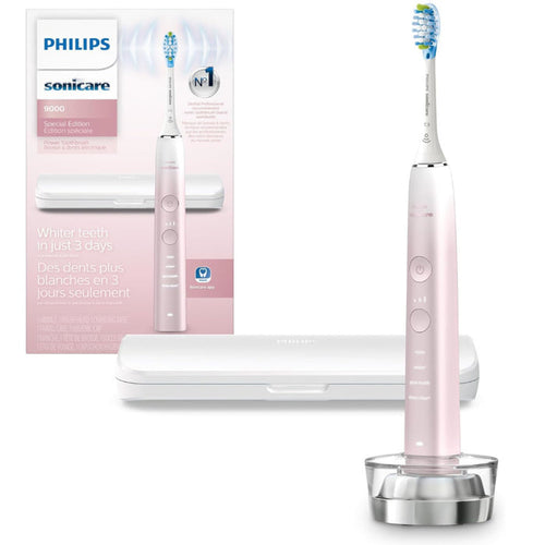 PHILIPS SONICARE HX9911/90 Diamond clean 9000 Special Edition Rechargeable Toothbrush, White/pink