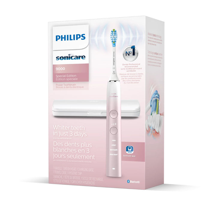 PHILIPS SONICARE HX9911/90 Diamond clean 9000 Special Edition Rechargeable Toothbrush, White/pink
