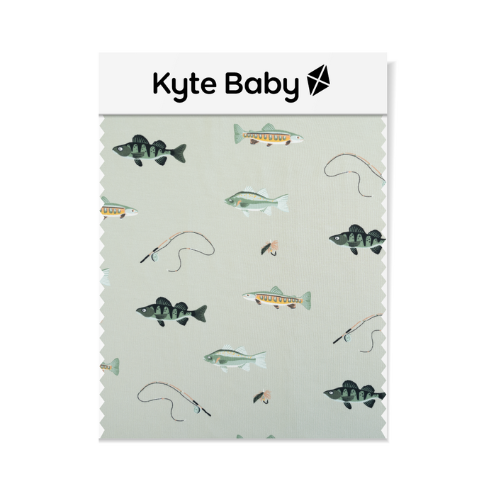 Fishing print fabric swatch