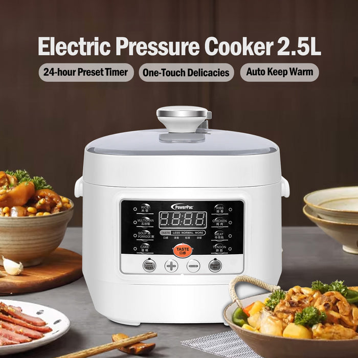 PowerPac 2.5L Electric Pressure Cooker, 7 Safety Features & Multi Preset Functions (PPC295)