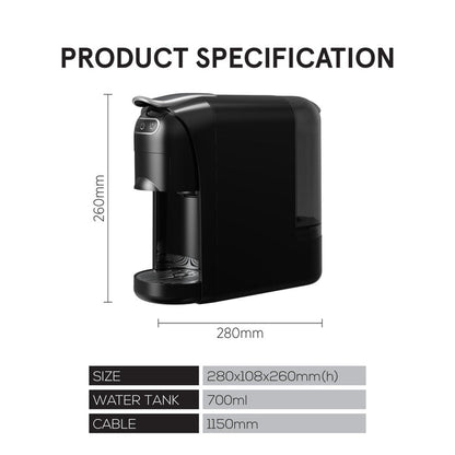 PowerPac 3 in 1 Capsule Coffee Machine Fully automatic small home, Portable Capsule Coffee Maker 20 Bar (PPCM332)