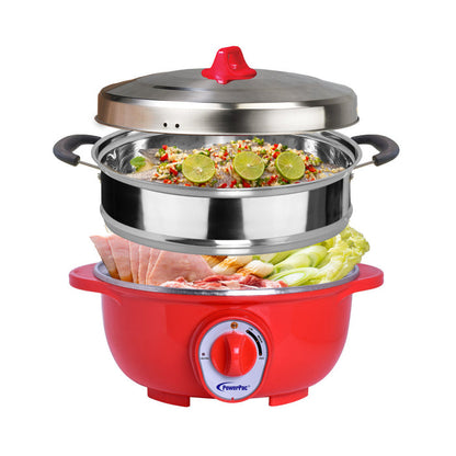 PowerPac 3.5L Electric Wok & Steamboat with 304 S/Steel Inner Pot (PPEC811+Steamer)