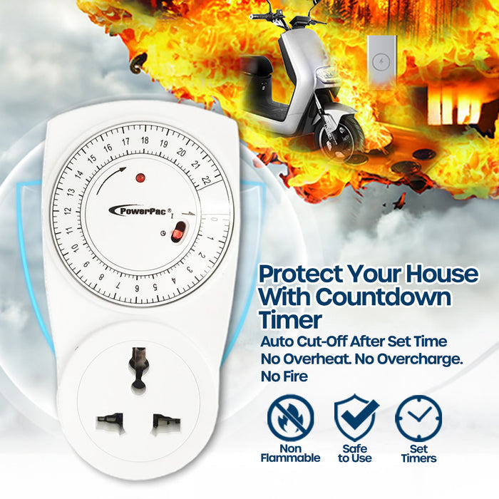 PowerPac Countdown Timer, Timer Plug Socket 22 hrs for 13A Multi Socket (FDD70-C1)