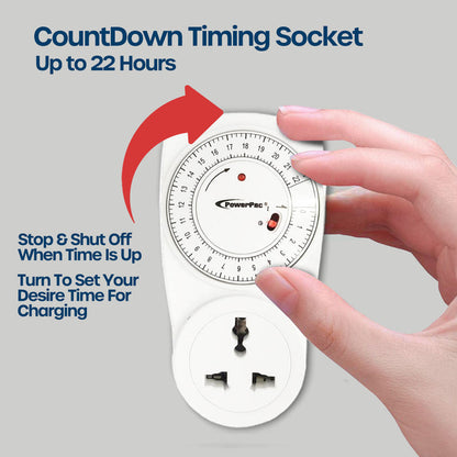 PowerPac Countdown Timer, Timer Plug Socket 22 hrs for 13A Multi Socket (FDD70-C1)