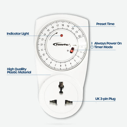 PowerPac Countdown Timer, Timer Plug Socket 22 hrs for 13A Multi Socket (FDD70-C1)
