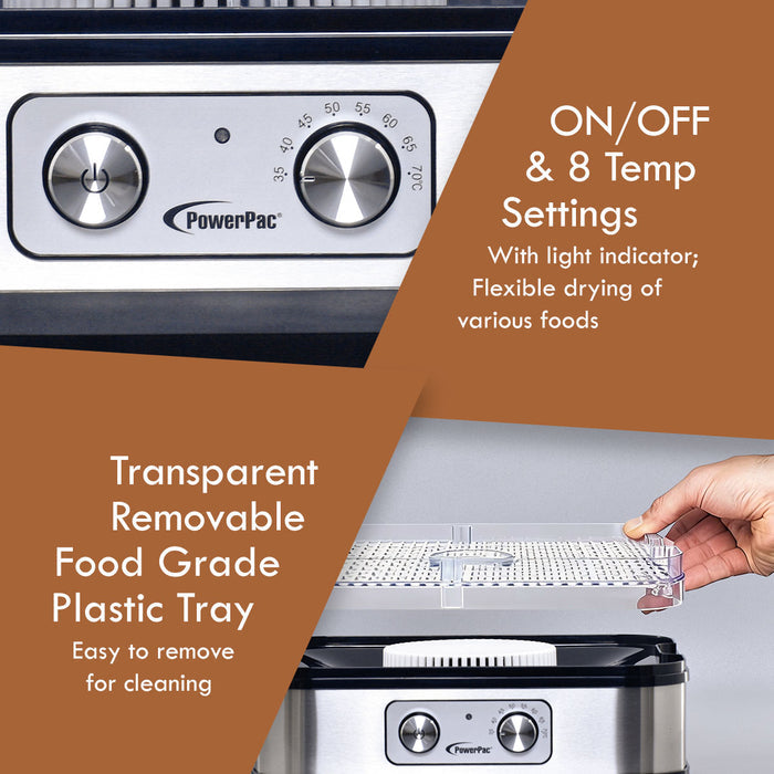 PowerPac Food Dehydrator, Electric Food Dryer Machine for Home Commercial Multi Tier(PPT508)