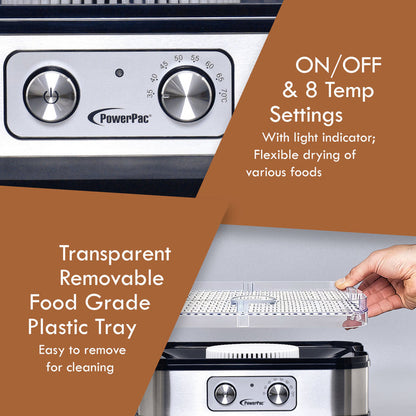 PowerPac Food Dehydrator, Electric Food Dryer Machine for Home Commercial Multi Tier(PPT508)