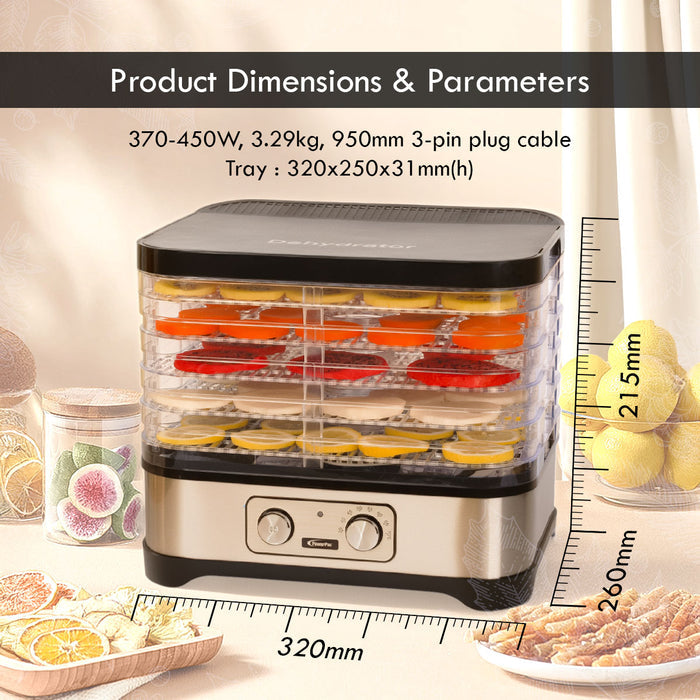 PowerPac Food Dehydrator, Electric Food Dryer Machine for Home Commercial Multi Tier(PPT508)