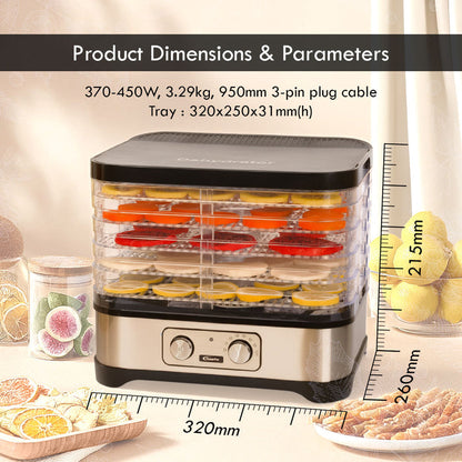 PowerPac Food Dehydrator, Electric Food Dryer Machine for Home Commercial Multi Tier(PPT508)