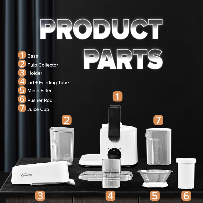 PowerPac Juice Extractor with 2 Speed Stainless Steel Blades (PP3402)