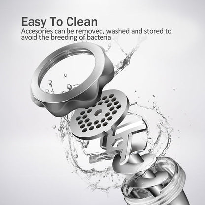 PowerPac Meat Chopper, 3 In 1 Meat Mincer, 3 Stainless Steel Grinding Plates, Kubbe & Sausage Filling Tubes (PPCP3307)