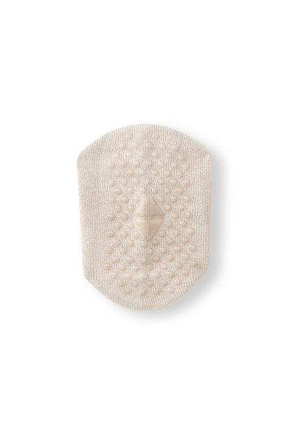 Quarter Socks in oat with grips on a white background
