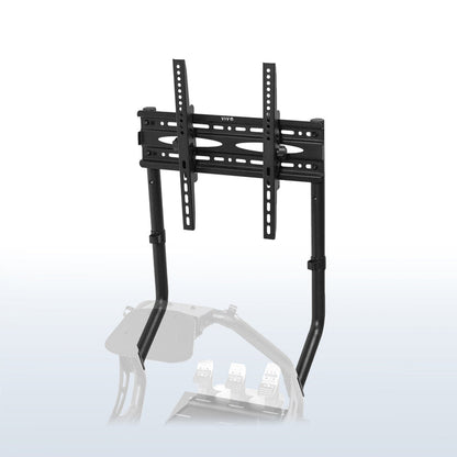 Gaming TV mount for racing simulator cockpit seat.